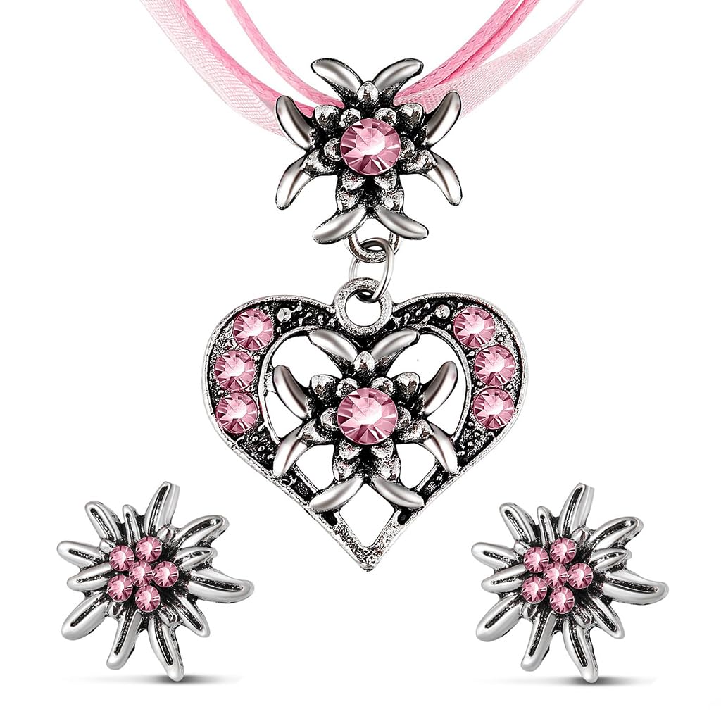 SANNIDHI Set of 3 Women Necklace Jewelry Set Vintage Baroque Pink Heart Necklace Earstuds Jewelry Set Rhinestone Embellishment Charming Necklace Earstuds Jewelry Gift Christmas Gift for Women SANNIDHI Set of 3 Women Necklace Jewelry Set Vintage Baroque Pink Heart Necklace Earstuds Jewelry Set Rhinestone Embellishment Charming Necklace Earstuds Jewelry Gift Christmas Gift for Women